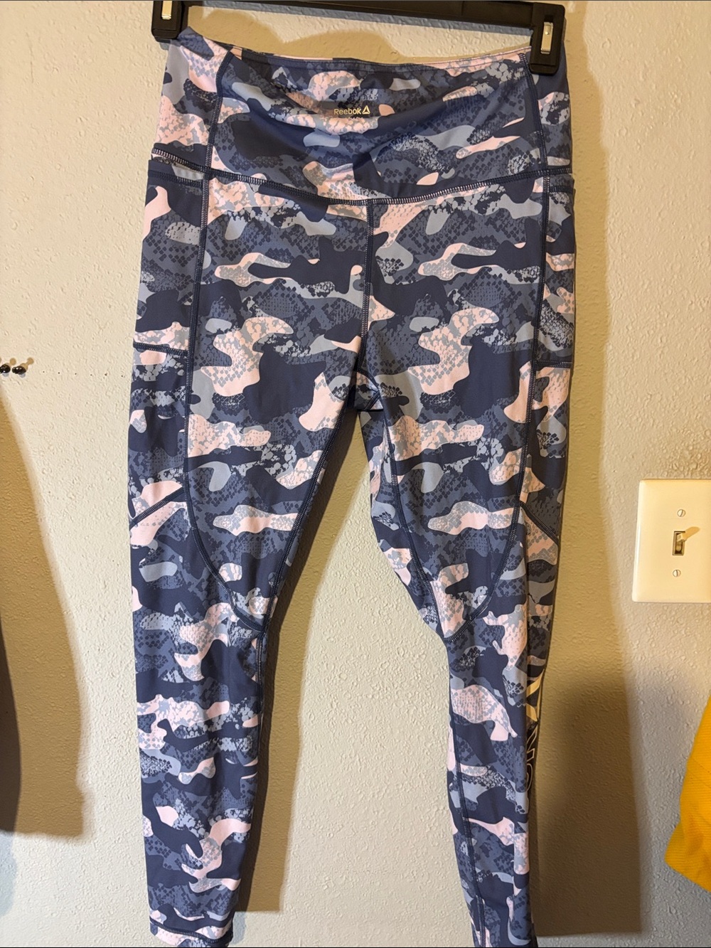 Reebok women’s Navy and Pink Camo Athletic Leggings